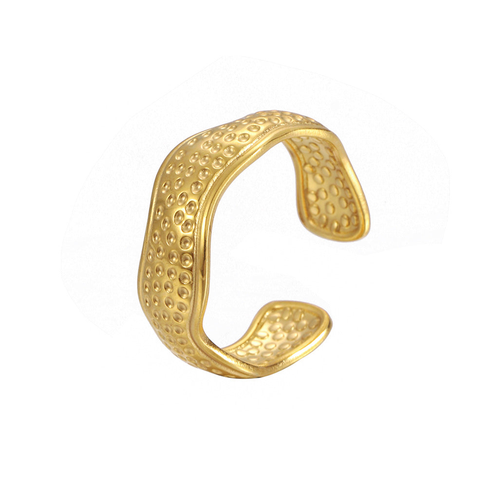 Golden Irregular Line Hammered Ring