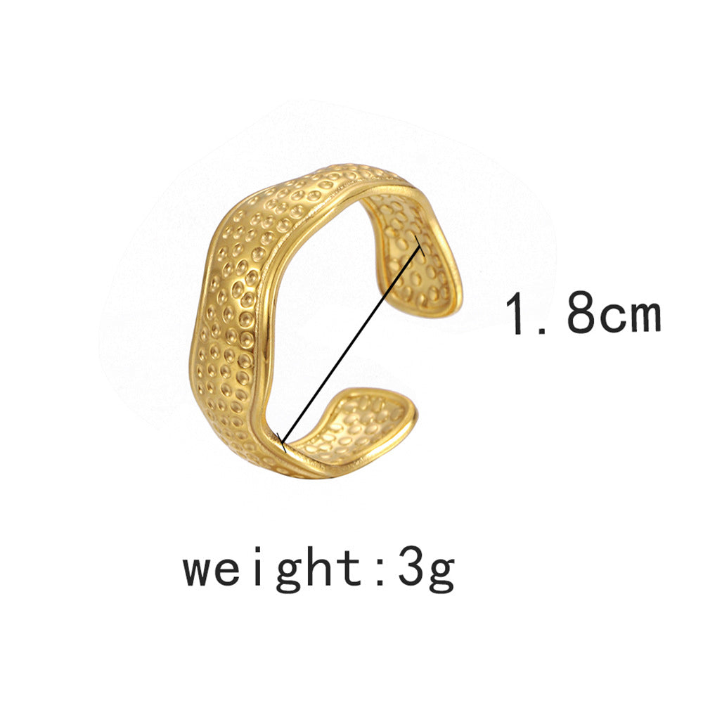 Golden Irregular Line Hammered Ring