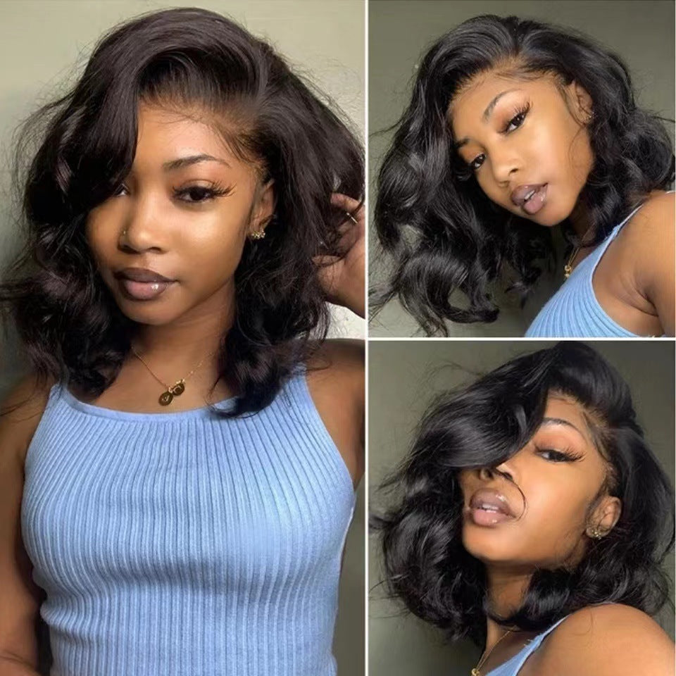 Front-lace European And American Fashion Short Curly With Big Waves Wig Cap
