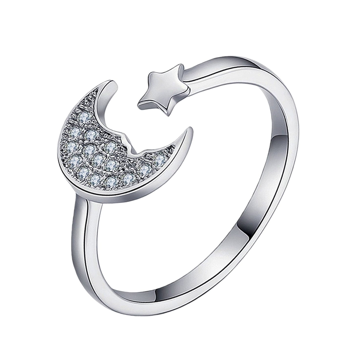 Creative Ring For Women Blue Star And Moon Open-End Ring