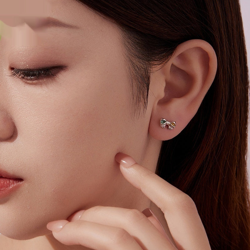 Colorful Zircon Bow Earrings For Women