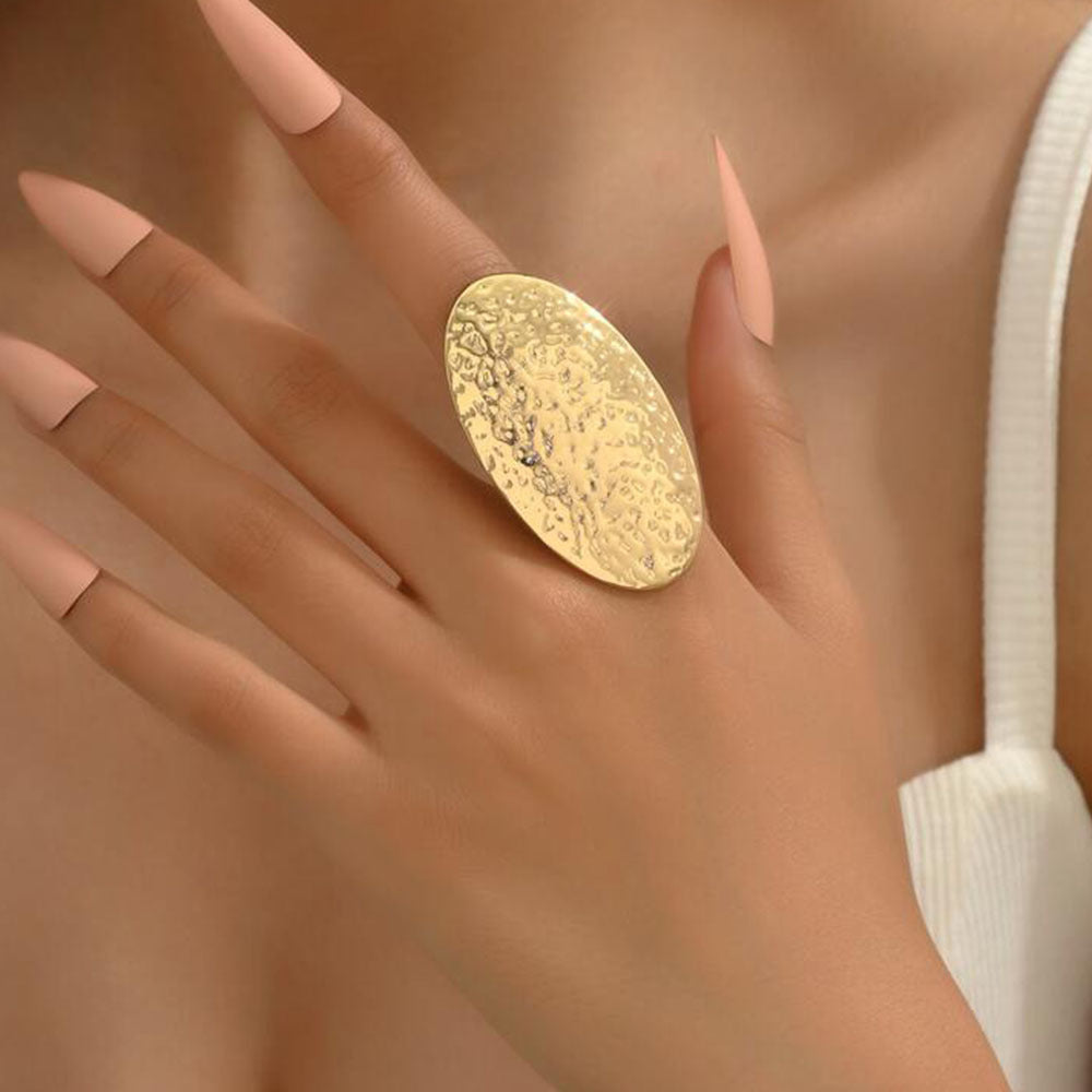 Golden Fashionable Exaggerated Finger Ring For Women