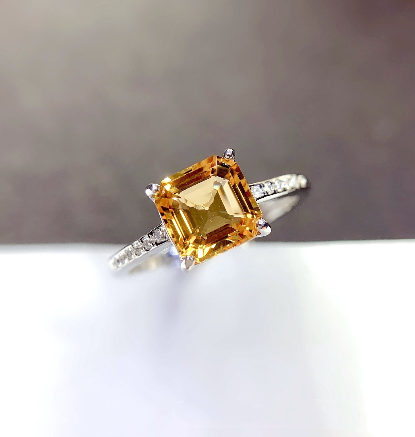 Natural Citrine Ring Silver Jewelry Trendy Exquisite