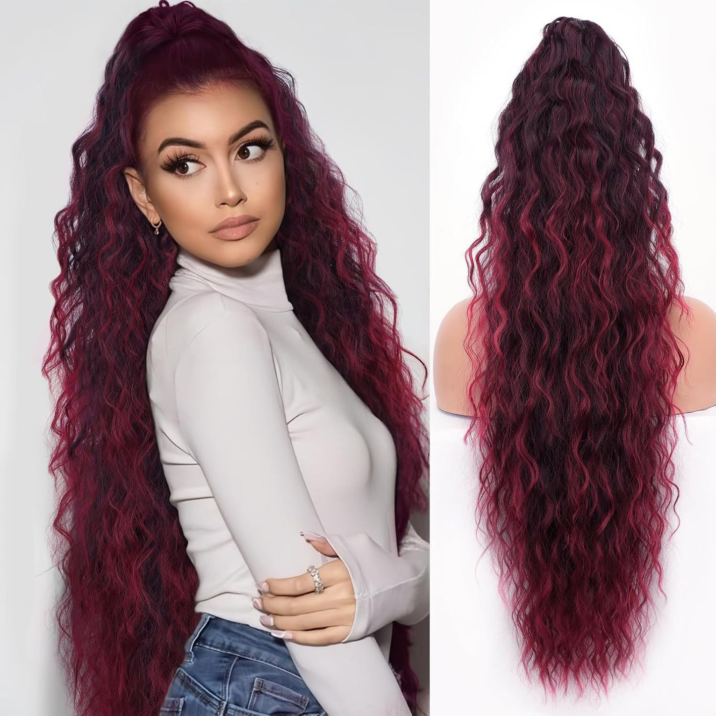 Grip Ponytail Fluffy Long Curly Hair Horse Tail Wig