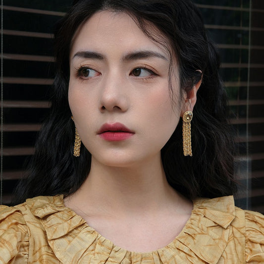 Tassel Retro Silver Pin Earrings Women