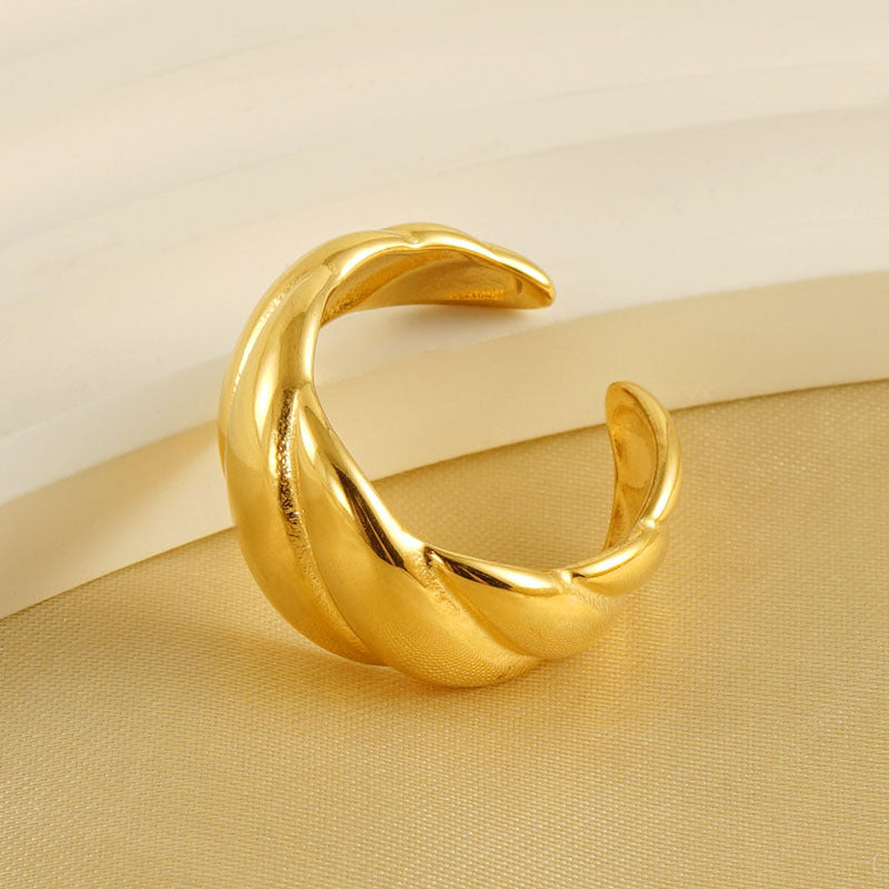 Fashionable Stainless Steel 18k Gold Geometric Ring