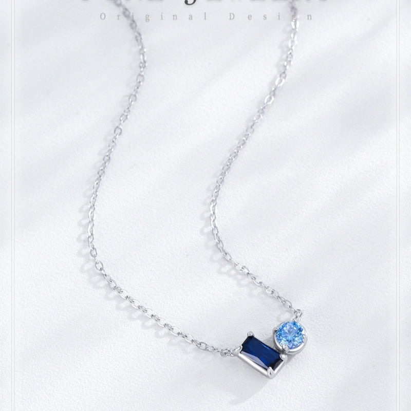 S925 Sterling Silver Earrings Necklace Ring Three Pieces Elegant Graceful Fashion Sapphire Jewelry Suit