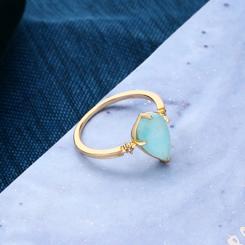 Jewelry Sterling Silver Amazonite White Crystal Ring