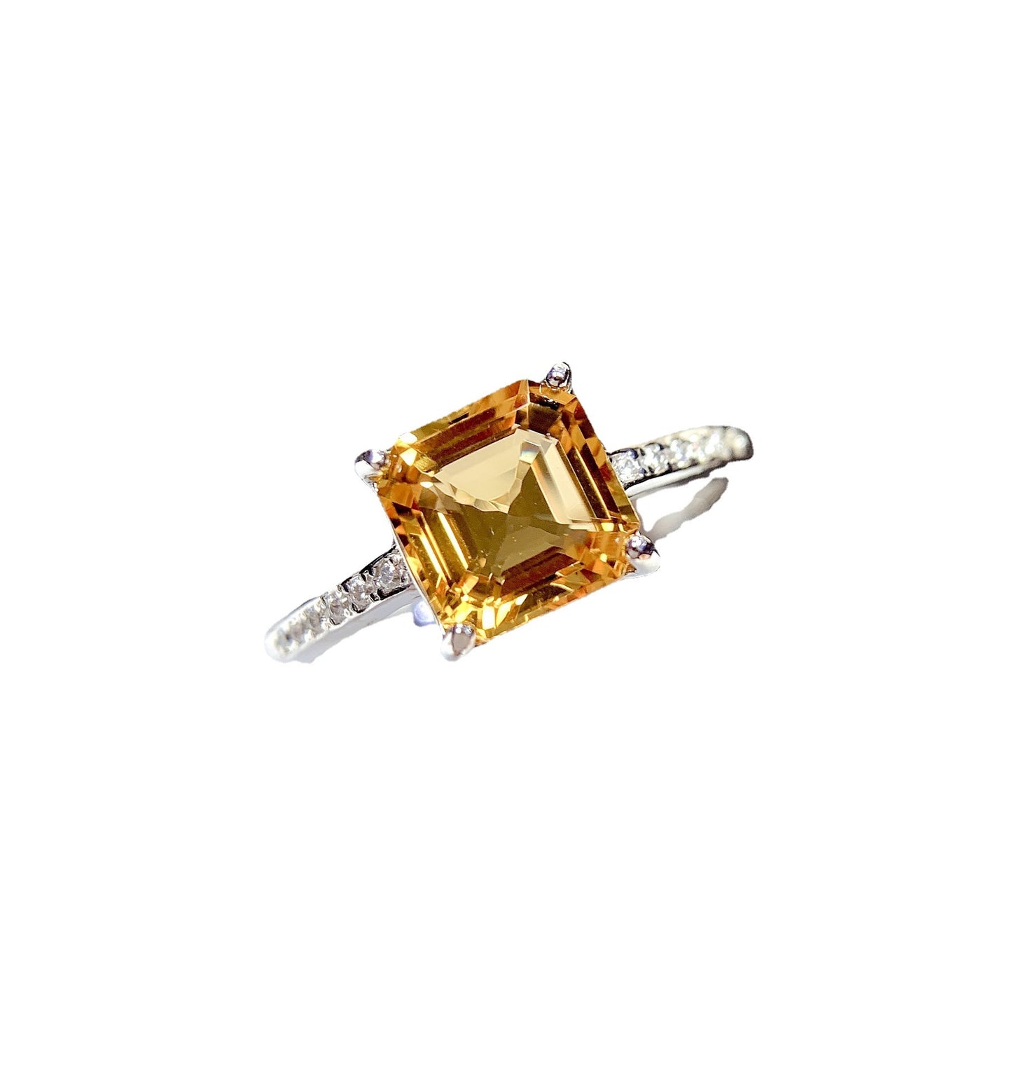 Natural Citrine Ring Silver Jewelry Trendy Exquisite