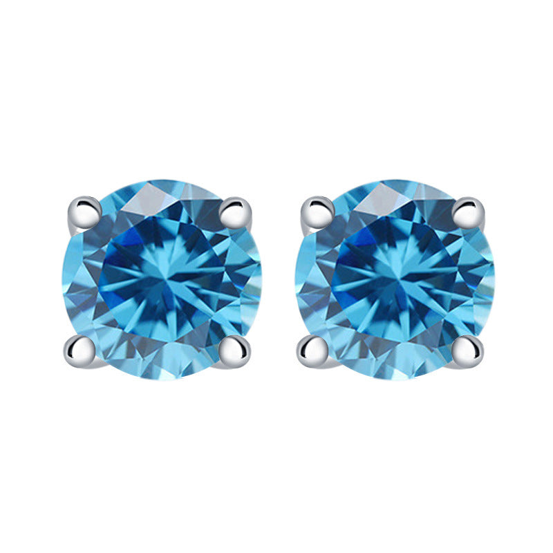 December Birthday Stone Stud Earrings For Women