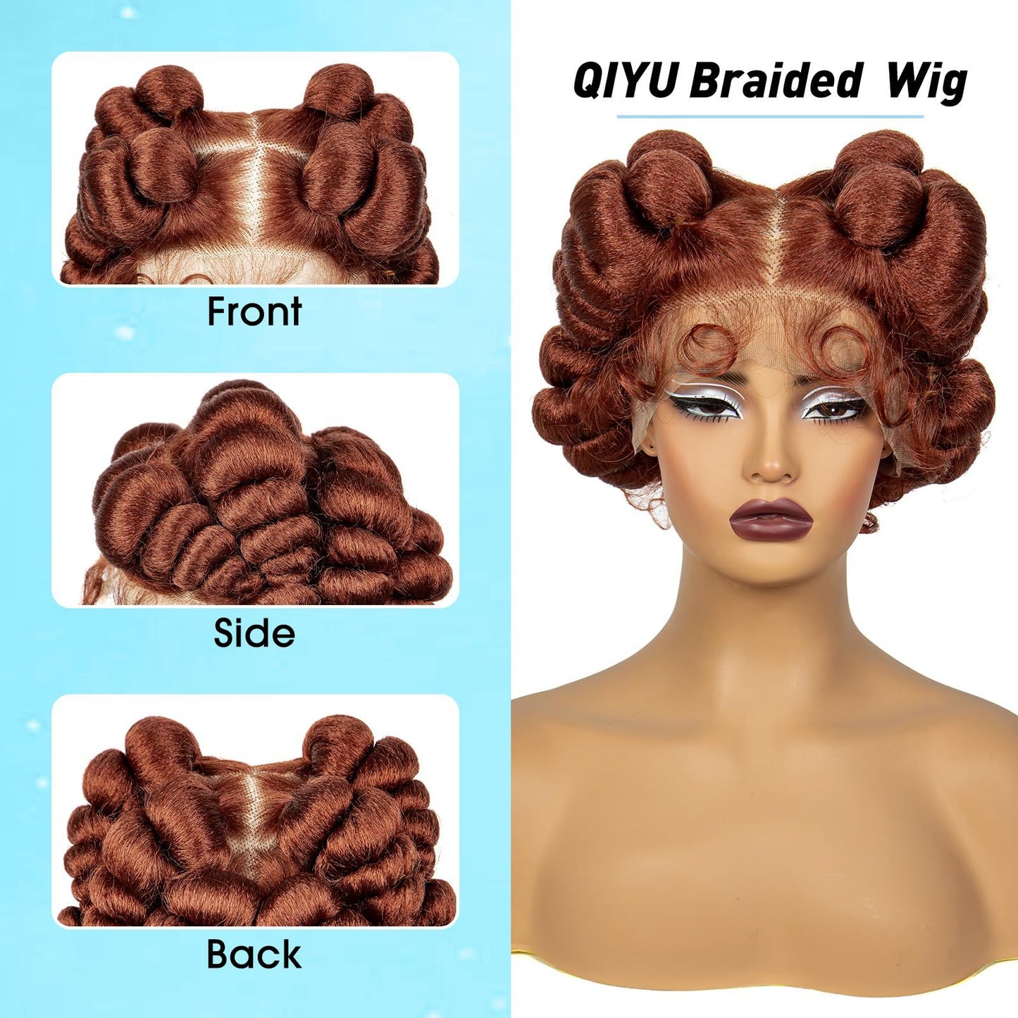 Womens Short Curly Wig With Hand-Tied Bangs And Full Cap
