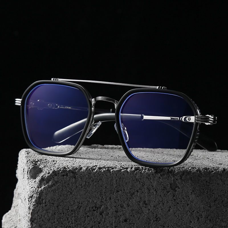 Retro Double Beam Myopia Frame Glasses