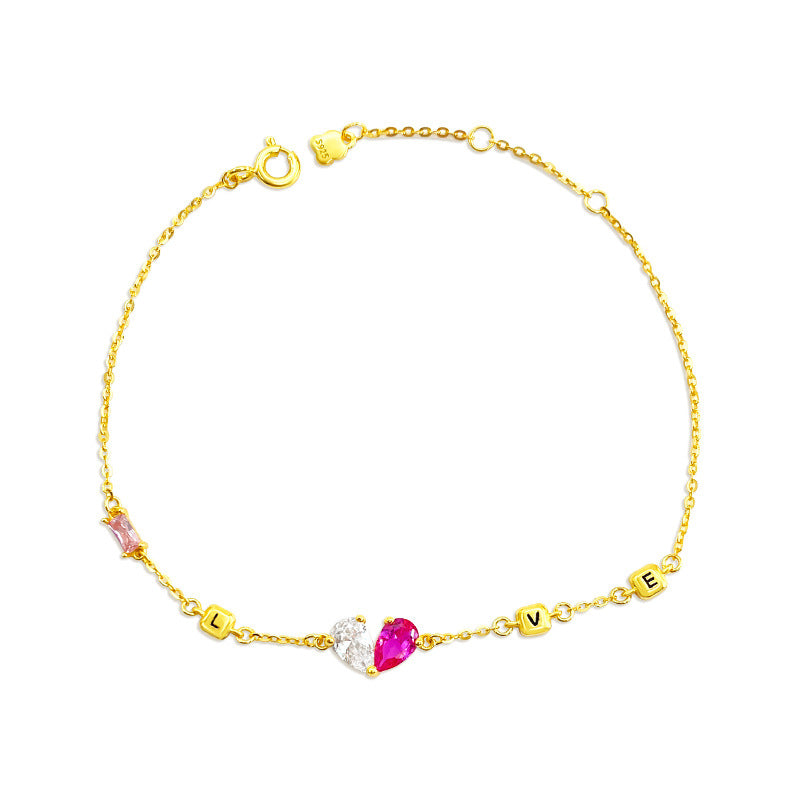 LOVE Letter Bracelet Women S925 Sterling Silver High-end Heart Jewelry