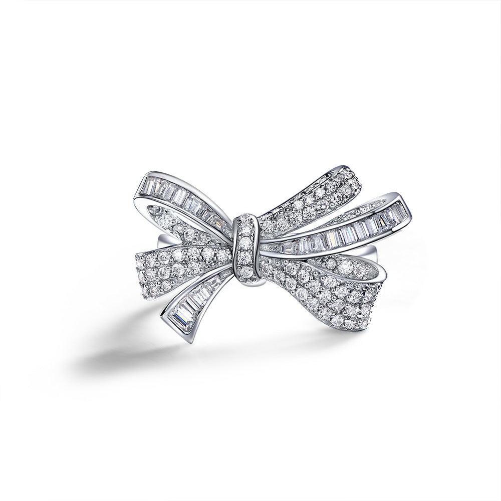 Silver Bow Ring Hand Jewelry