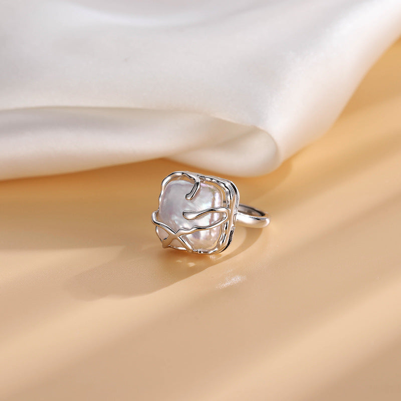 Sweet And Cool Vine-Entwined Pearl Ring For Women