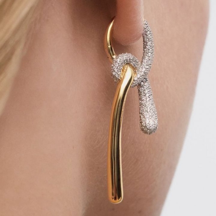 Winding Knotted Metal Matching Zircon Earrings For Women