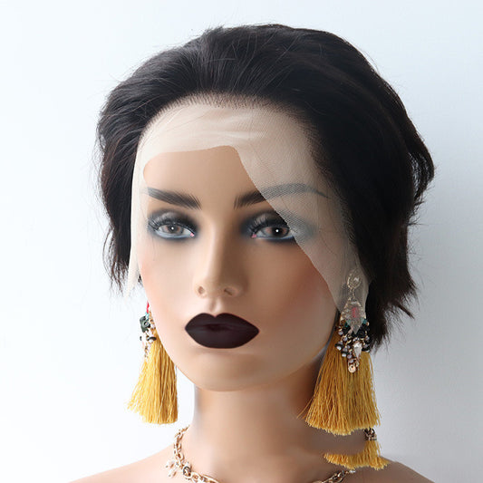 Short Curly Hair Front Lace Headgear Bob Wig Curly Hair