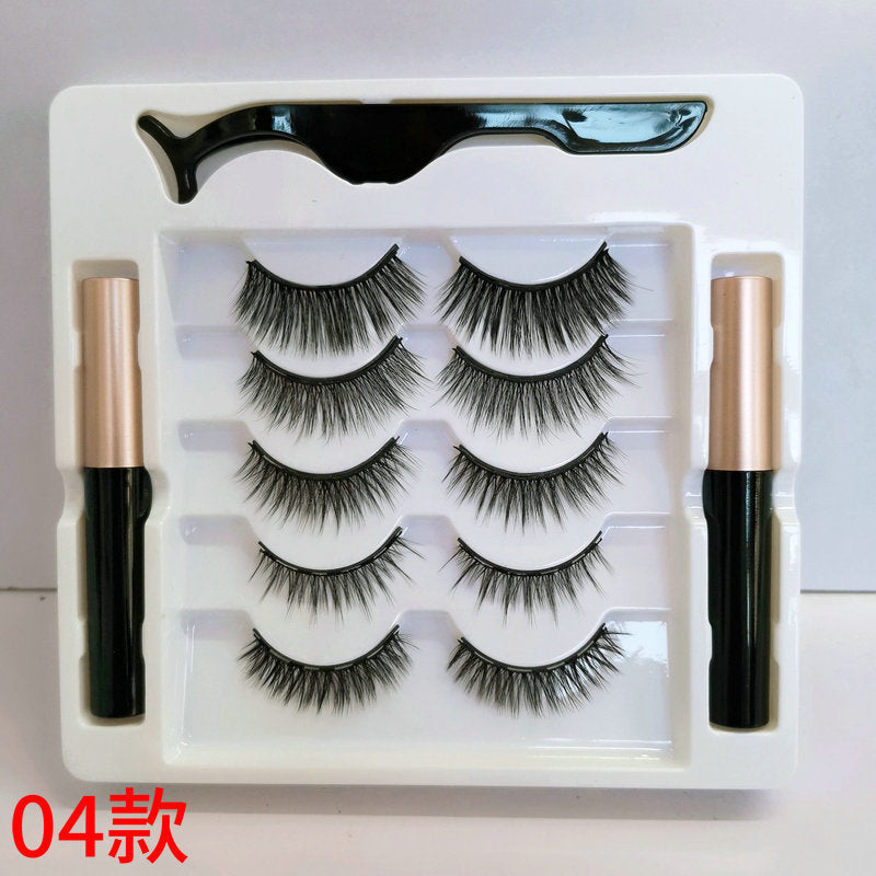 3D Five Pairs Assortment Pack Magnet Eyelash Set Two Magnetic Liquid Eyeliner Glue-free Magnetic False Eyelashes