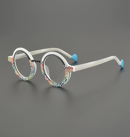 Retro And Versatile Color-blocked Round Glasses Frame