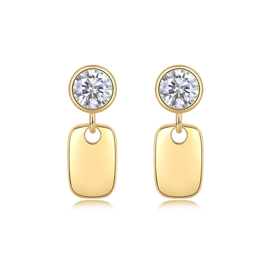 Geometric Starlight - Premium Moissanite Luxury Fashion Light Luxury Jewelry Silver Stud Earrings S925 Silver Electroplated Gold