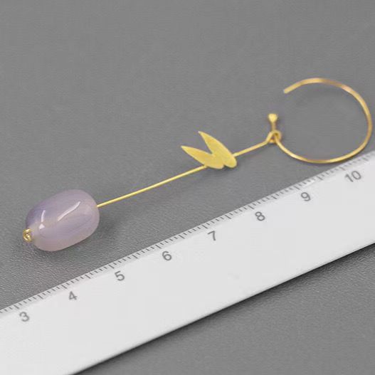 New Chinese-style Bamboo Leaf Agate Long Earrings